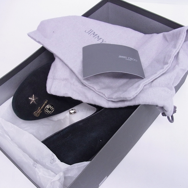実際に弊社で買取させて頂いたJIMMY CHOO/ジミーチュウ スタッズ/バッジ付き スリッポン ブラック/41の画像 8枚目