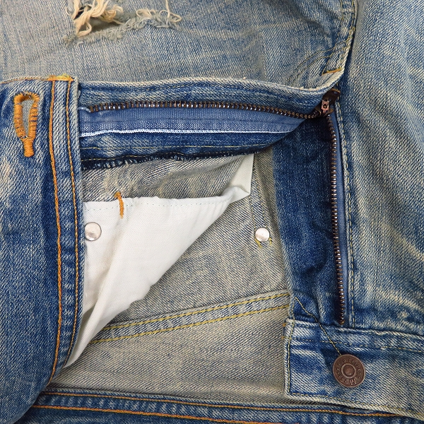 実際に弊社で買取させて頂いたM/エム THANK YOU FRIENDS スターパッチ 小窓/ダメージ/リペア加工 デニムパンツ/Mの画像 2枚目