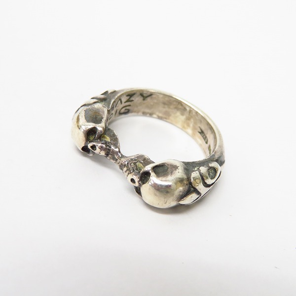 実際に弊社で買取させて頂いたCRAZY PIG/クレイジーピッグ TWO SKULL TUDOR RING/2スカルチューダーリング/18号