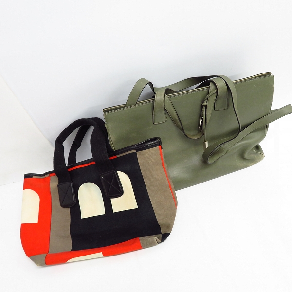 実際に弊社で買取させて頂いたBALLY/バリー レザー 2WAY ショルダーバッグ/キャンバス ハンドバッグ 2点セットの画像 3枚目