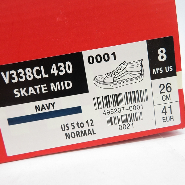 実際に弊社で買取させて頂いたVANS×430/バンズ×フォーサーティー SKATE MID/スケートミッド スニーカー V338CL 26の画像 8枚目