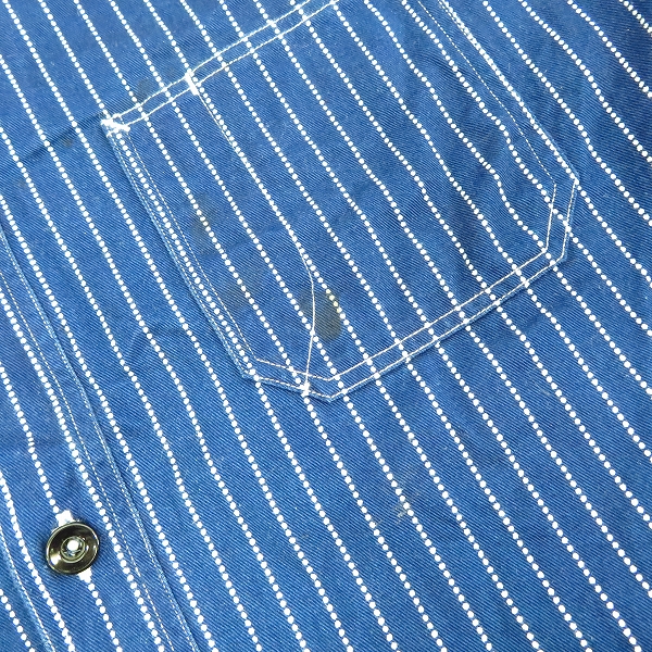 実際に弊社で買取させて頂いたSUGAR CANE/シュガーケーン ストライプデニムシャツ/XLの画像 7枚目