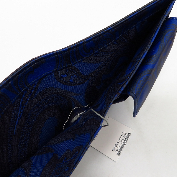 実際に弊社で買取させて頂いた【未使用タグ付】ETRO/エトロ 内ペイズリー 二つ折り レザー ウォレット/財布の画像 7枚目