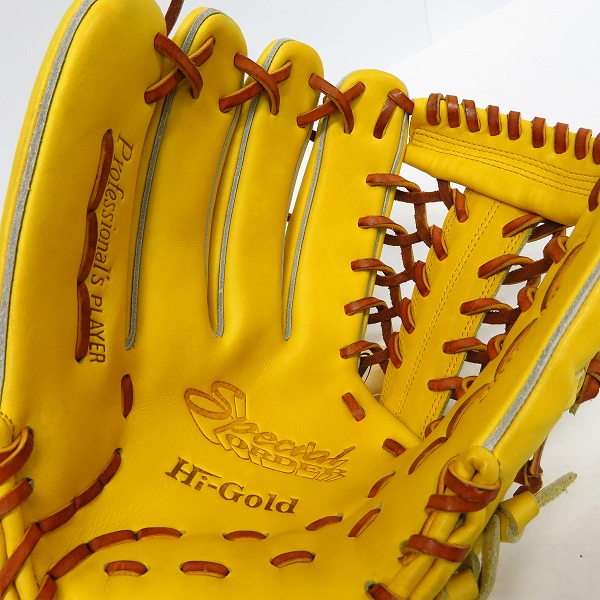 実際に弊社で買取させて頂いた【未使用】Hi-Gold/ハイゴールド 2015年 限定特注品 硬式外野手用 グローブ SKG-218の画像 2枚目
