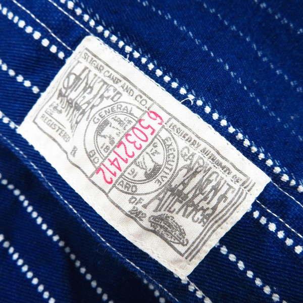 実際に弊社で買取させて頂いたSUGAR CANE/シュガーケーン ストライプデニムシャツ/XLの画像 3枚目