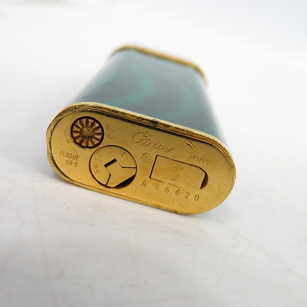 実際に弊社で買取させて頂いたCartier/カルティエ グリーンマーブル×ゴールド/ガスライター の画像 3枚目