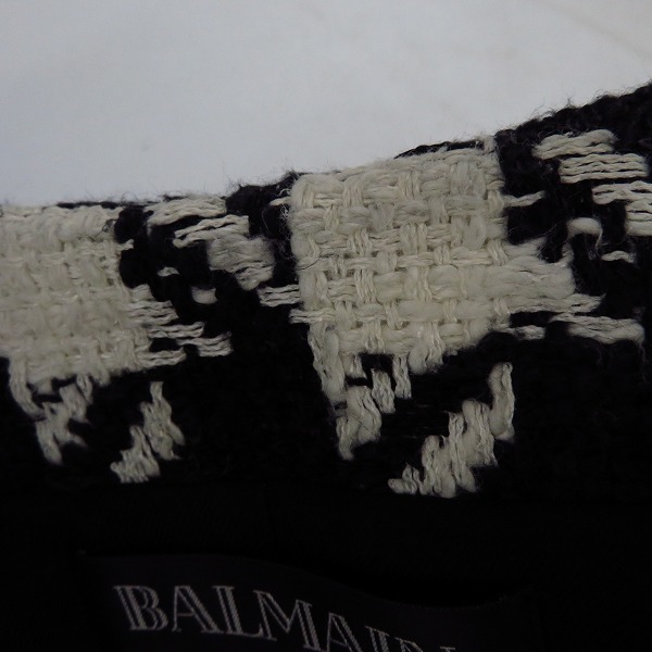 実際に弊社で買取させて頂いたBALMAIN/バルマン レディース 千鳥格子柄 ノーカラージャケット 7155-129C/36の画像 7枚目