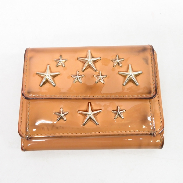 実際に弊社で買取させて頂いたJIMMY CHOO/ジミーチュウ NEMO 133NEMOGTR エナメル/スタッズ 3つ折り財布