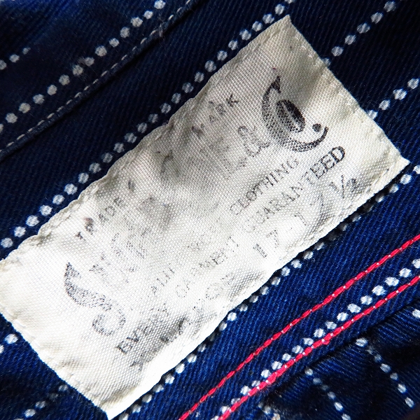 実際に弊社で買取させて頂いたSUGAR CANE/シュガーケーン ストライプデニムシャツ/XLの画像 2枚目