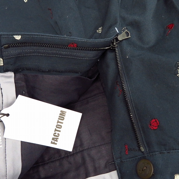 実際に弊社で買取させて頂いた【未使用】FACTOTUM/ファクトタム 刺繍総柄 コットンパンツ 01051625/46の画像 2枚目