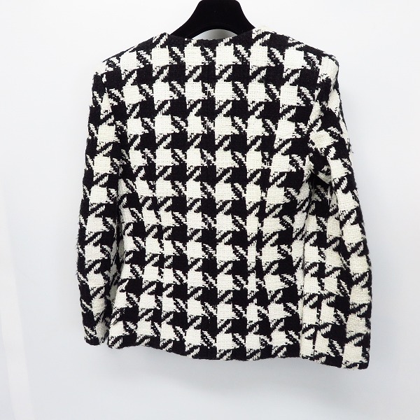 実際に弊社で買取させて頂いたBALMAIN/バルマン レディース 千鳥格子柄 ノーカラージャケット 7155-129C/36の画像 1枚目