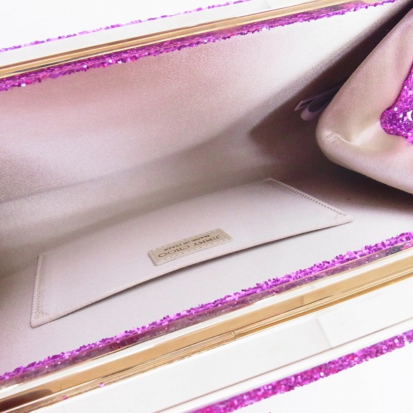 実際に弊社で買取させて頂いたJIMMY CHOO/ジミーチュウ セカンドバッグ/クラッチバッグ グリッター ピンクの画像 3枚目