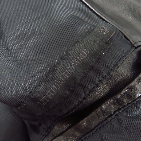 実際に弊社で買取させて頂いたLITHIUM HOMME/リチウム オム カウレザー シングルライダース ジャケット/48の画像 3枚目