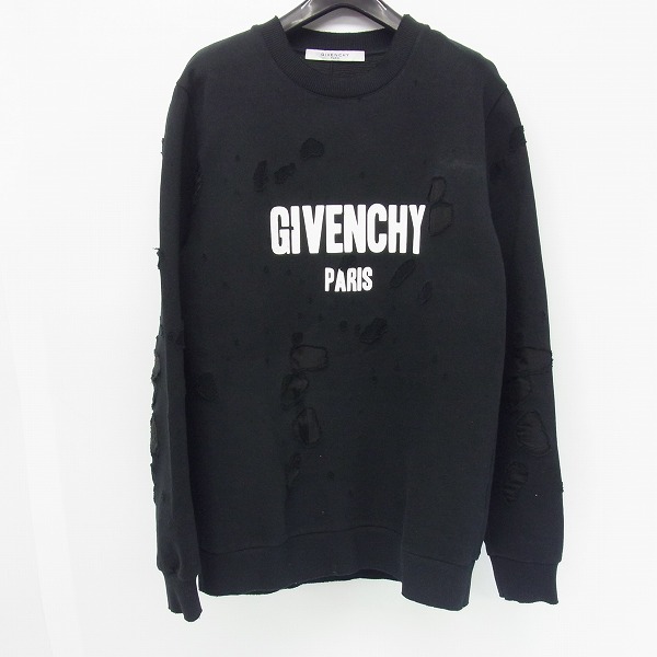 実際に弊社で買取させて頂いたGIVENCHY/ジバンシイ ダメージ加工 ロゴスウェット XS
