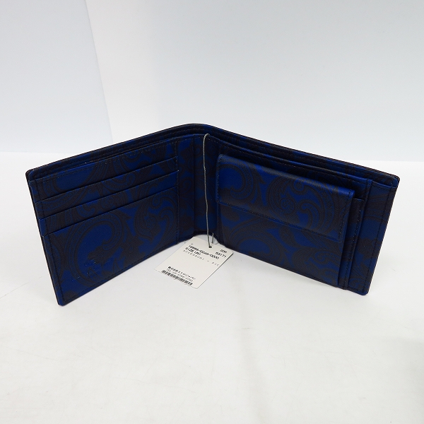 実際に弊社で買取させて頂いた【未使用タグ付】ETRO/エトロ 内ペイズリー 二つ折り レザー ウォレット/財布の画像 4枚目