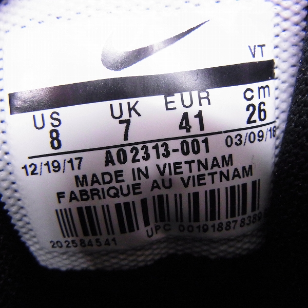 実際に弊社で買取させて頂いたNIKE/ナイキ KIM JONES/キムジョーンズ AIR MAX 360 HI AO2313-001/26の画像 5枚目