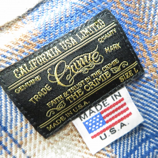 実際に弊社で買取させて頂いたCRIMIE/クライミー USA チェック柄 ワークシャツ/Ｌの画像 2枚目