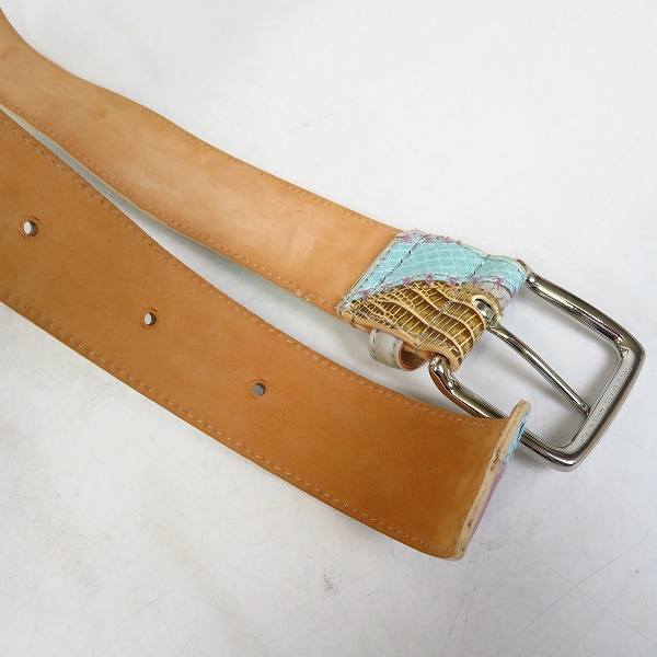 実際に弊社で買取させて頂いたETRO/エトロ パイソン 切り替えし レザー ベルトの画像 4枚目