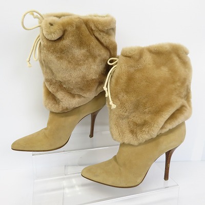 実際に弊社で買取させて頂いたHELMUT LANG/ヘルムートラング ファー ヒールブーツ イタリア製/36の画像 3枚目