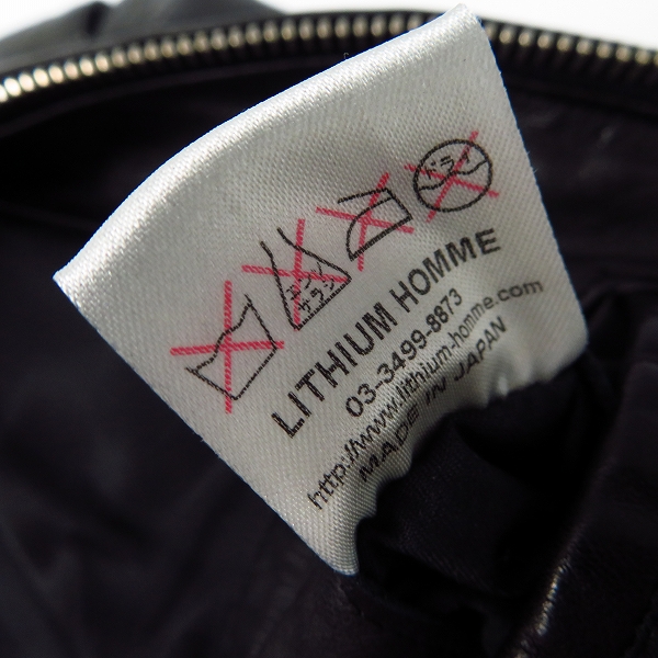実際に弊社で買取させて頂いたLITHIUM HOMME/リチウム オム カウレザー シングルライダース ジャケット/48の画像 5枚目