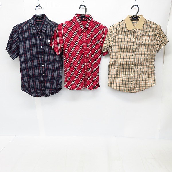 実際に弊社で買取させて頂いたBURBERRY LONDON/バーバリーロンドン チェック柄 ハーフスリーブ/半袖 シャツ M 3点セット