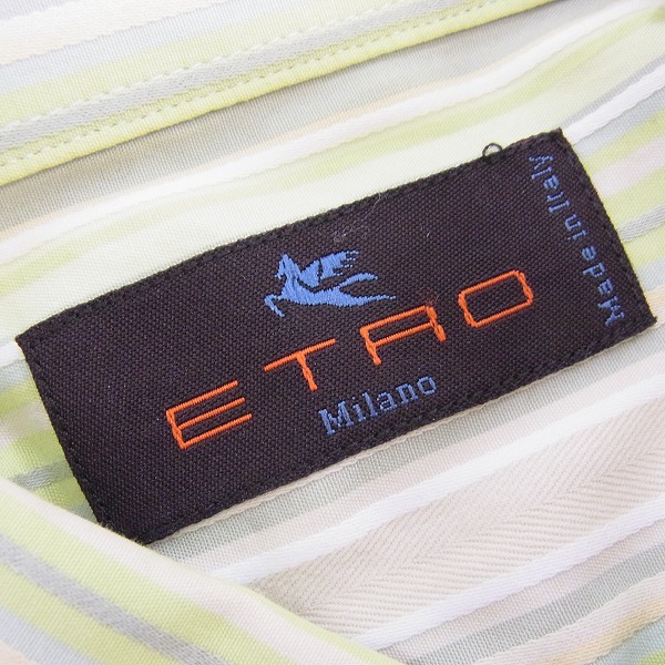 実際に弊社で買取させて頂いたETRO/エトロ ストライプ柄 胸刺繍 ボタンダウンシャツ 42の画像 2枚目