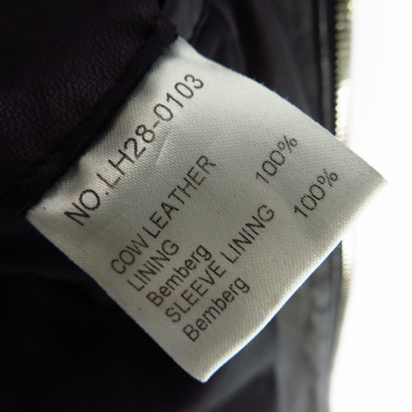 実際に弊社で買取させて頂いたLITHIUM HOMME/リチウム オム カウレザー シングルライダース ジャケット/48の画像 4枚目