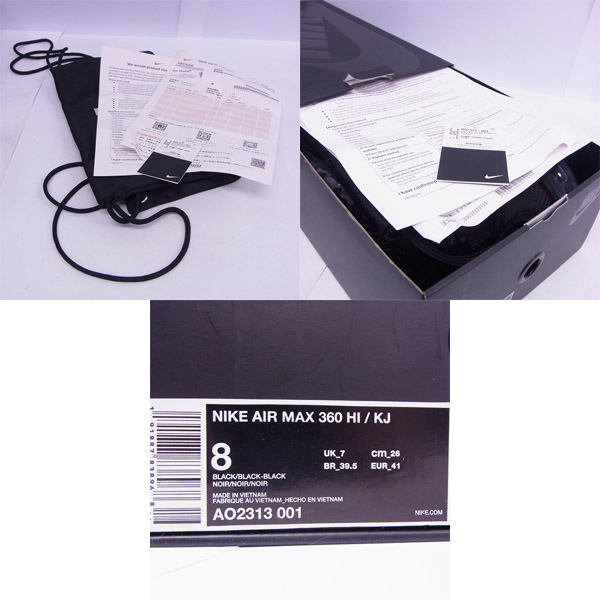 実際に弊社で買取させて頂いたNIKE/ナイキ KIM JONES/キムジョーンズ AIR MAX 360 HI AO2313-001/26の画像 7枚目