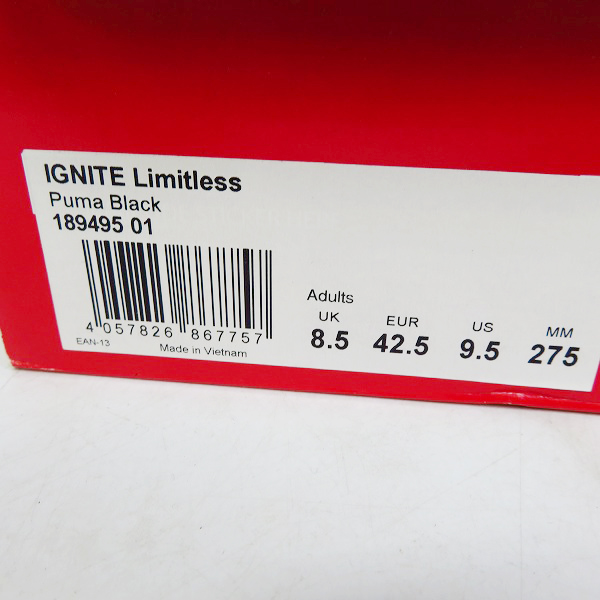 実際に弊社で買取させて頂いたPUMA/プーマ IGNITE LIMITLESS/イグナイト リミットレス 189495-01/27.5の画像 9枚目
