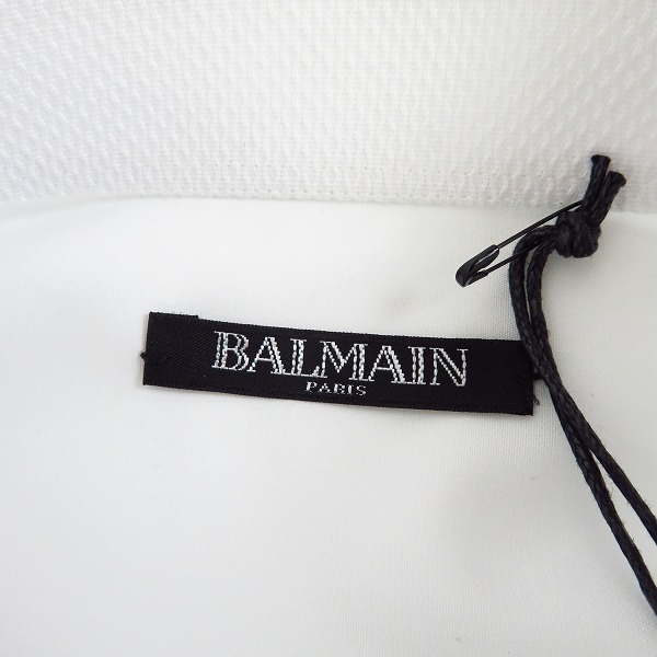 実際に弊社で買取させて頂いた【未使用】BALMAIN/バルマン ウィングカラー ドレス タキシードシャツ POHT178B985/38の画像 2枚目