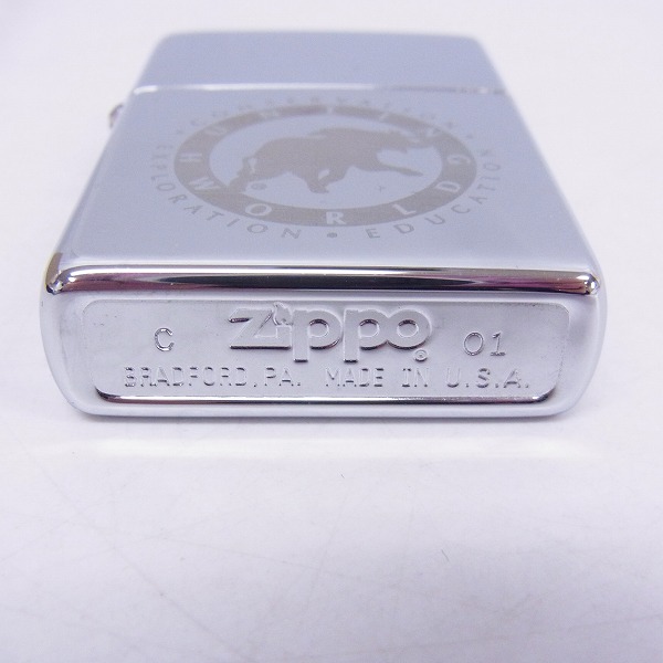 実際に弊社で買取させて頂いたZIPPO/ジッポー HUNTING WORLD/ハンティングワールド ロゴプリント 鏡面加工/2001年製の画像 3枚目