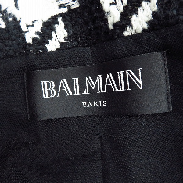 実際に弊社で買取させて頂いたBALMAIN/バルマン レディース 千鳥格子柄 ノーカラージャケット 7155-129C/36の画像 2枚目