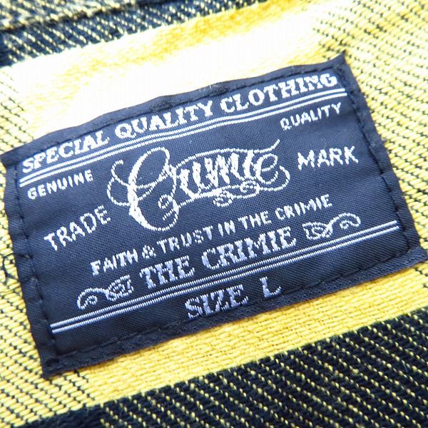 実際に弊社で買取させて頂いたCRIMIE/クライミー チェック柄 胸刺繍 ワークシャツ/Lの画像 2枚目