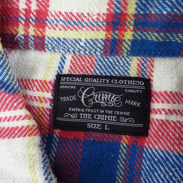 実際に弊社で買取させて頂いたCRIMIE/クライミー ワッペン/刺繍 チェック柄 ハーフスリーブ/半袖 コットンシャツ Size：Lの画像 2枚目