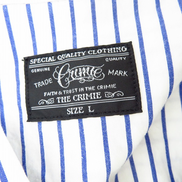 実際に弊社で買取させて頂いたCRIMIE/クライミー ワッペン付き ストライプ柄 ロングスリーブ/長袖 コットンシャツ Size：Lの画像 2枚目