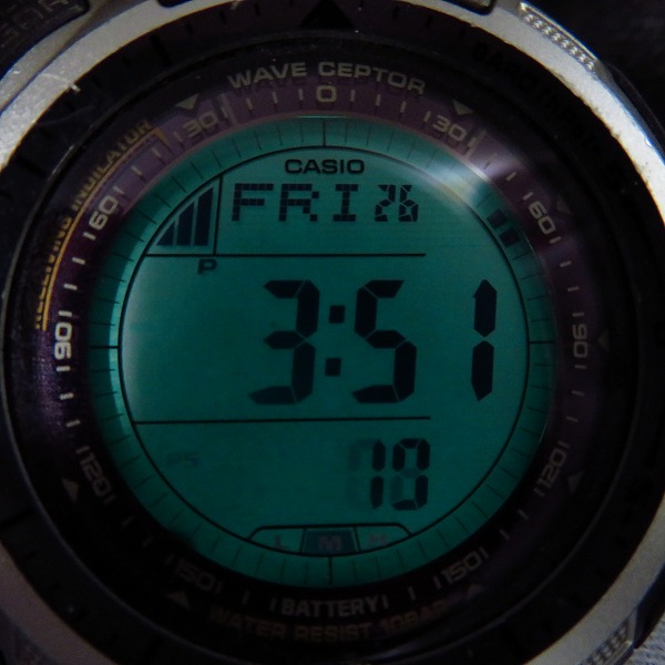 実際に弊社で買取させて頂いたCASIO/カシオ PRO TREK/プロトレック 電波ソーラー/トリプルセンサー PRW-1300TJ-7JFの画像 6枚目