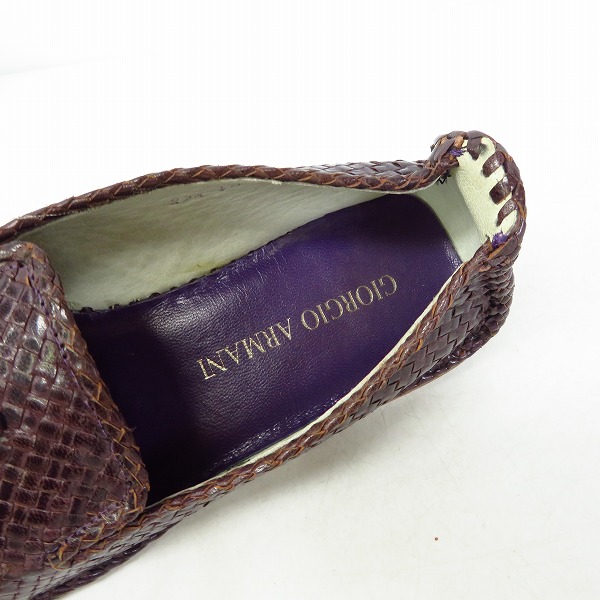 実際に弊社で買取させて頂いたGIORGIO ARMANI/ジョルジオアルマーニ 編み込みシューズ/40の画像 4枚目