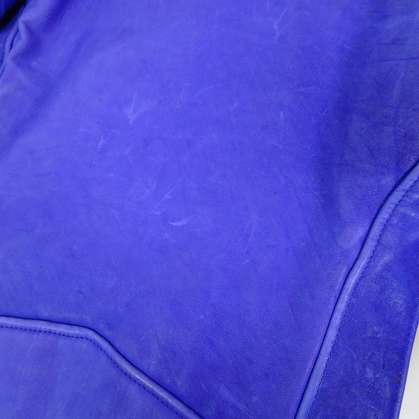 実際に弊社で買取させて頂いたBACKBONE/バックボーン ホースレザー ライダース ジャケット パープルの画像 6枚目