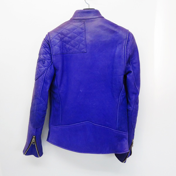 実際に弊社で買取させて頂いたBACKBONE/バックボーン ホースレザー ライダース ジャケット パープルの画像 1枚目