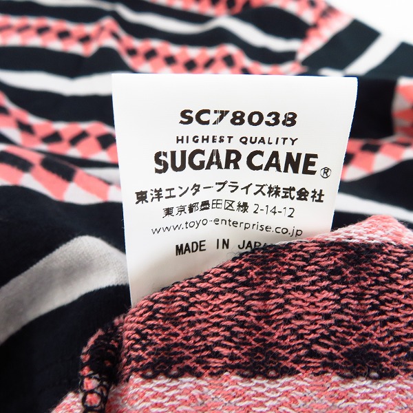 実際に弊社で買取させて頂いたSUGAR CANE/シュガーケーン DIAMOND MOTIF JACQUARD デザイン 半袖 カットソー/Tシャツ SC78038 Size：Lの画像 4枚目