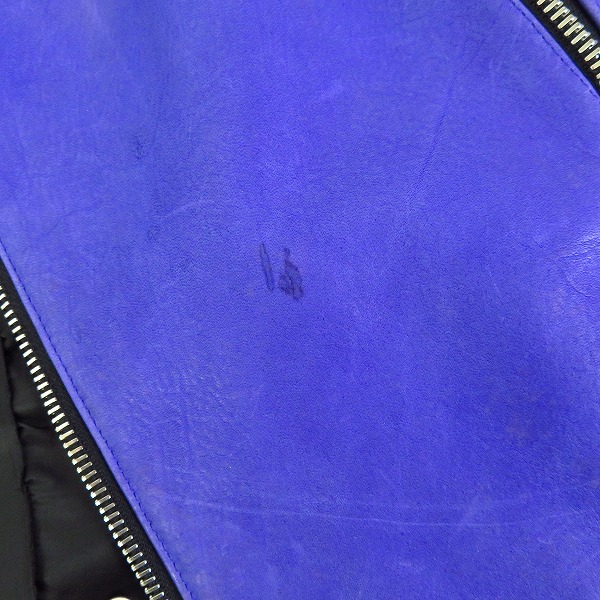 実際に弊社で買取させて頂いたBACKBONE/バックボーン ホースレザー ライダース ジャケット パープルの画像 5枚目