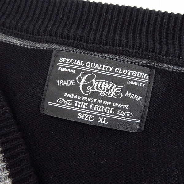 実際に弊社で買取させて頂いたCRIMIE/クライミー Faith AND Trust刺繍 ボーダー柄 コットンカーディガン　Size：XLの画像 2枚目