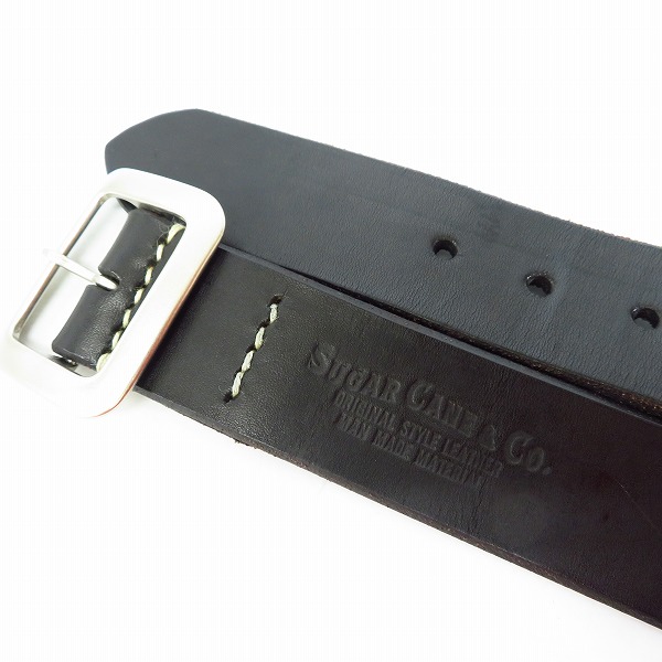 実際に弊社で買取させて頂いたSUGAR CANE/シュガーケーン スクエアバックル レザーベルト ブラック 38の画像 2枚目