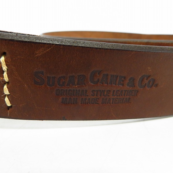 実際に弊社で買取させて頂いたSUGAR CANE/シュガーケーン スクエアバックル レザーベルト ブラウン 38の画像 1枚目