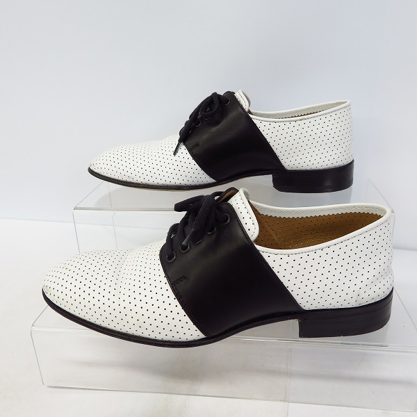 実際に弊社で買取させて頂いたGIORGIO ARMANI/ジョルジオアルマーニ パンチングレザーシューズ 白×黒/40の画像 3枚目