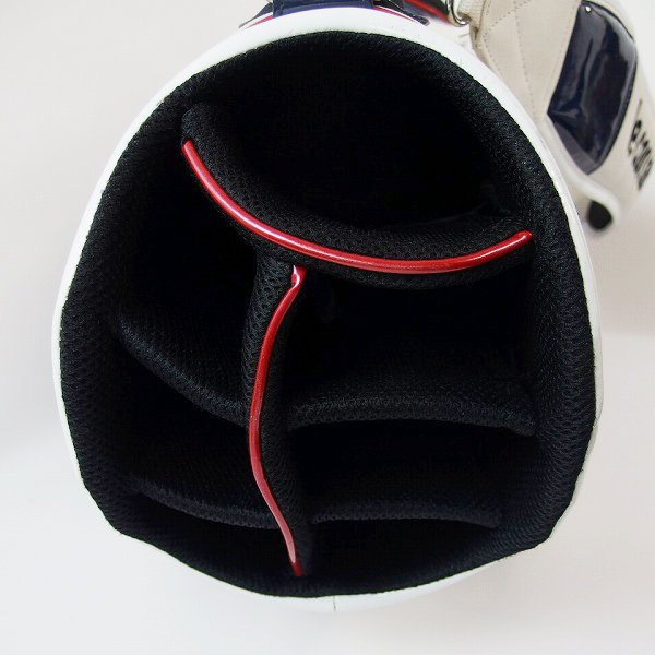 実際に弊社で買取させて頂いたLe coq sportif/ルコックスポルティフ 9型47インチ対応 キャディバッグ ホワイト×レッド×ネイビー/QQ1176の画像 5枚目