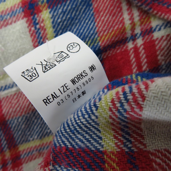 実際に弊社で買取させて頂いたCRIMIE/クライミー ワッペン/刺繍 チェック柄 ハーフスリーブ/半袖 コットンシャツ Size：Lの画像 4枚目