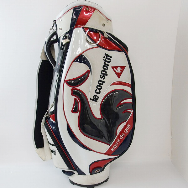 実際に弊社で買取させて頂いたLe coq sportif/ルコックスポルティフ 9型47インチ対応 キャディバッグ ホワイト×レッド×ネイビー/QQ1176の画像 3枚目