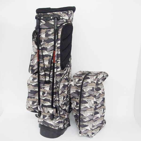 実際に弊社で買取させて頂いたルコックスポルティフ 9型47インチ対応 カモ柄 ブラック(N151)スタンドキャディバッグ QQ1186の画像 1枚目