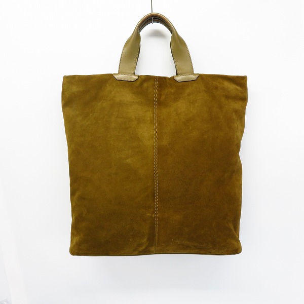 実際に弊社で買取させて頂いたJIMMY CHOO/ジミーチュウ スウェード レザーバッグ 迷彩ライニング 手提げの画像 1枚目